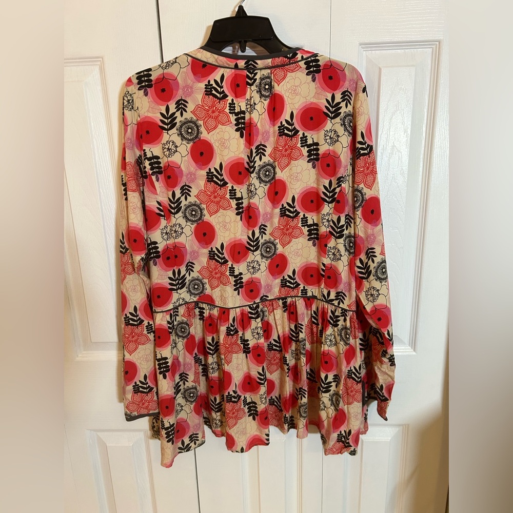 Matilda Jane Long Sleeve Blouse-Red and Black Floral - Picture 2 of 6